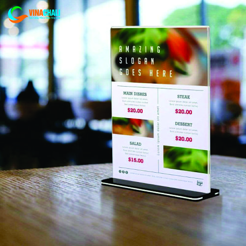 Menu mica để bàn các quán ăn, nhà hàng sang trọng