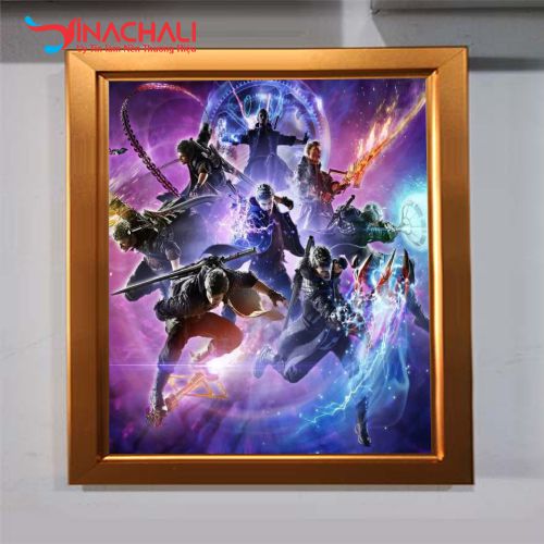 Hộp đèn siêu mỏng khung nhôm vàng gương
