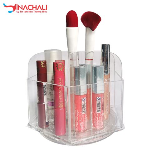 Kệ mica trưng bày mỹ phẩm xoay 360