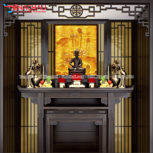 Trang Trí Phòng Thờ Đẹp Với Tranh Trúc Chỉ Dọc - TTCD 26