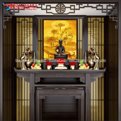 Trang Trí Phòng Thờ Đẹp Với Tranh Trúc Chỉ Dọc - TTCD 28