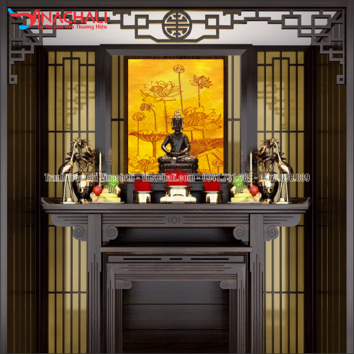 Trang Trí Phòng Thờ Đẹp Với Tranh Trúc Chỉ Dọc - TTCD 31