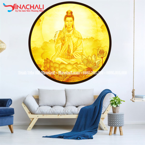 Trang Trí Phòng Thờ Đẹp Với Tranh Trúc Chỉ Tròn - TTCT 78