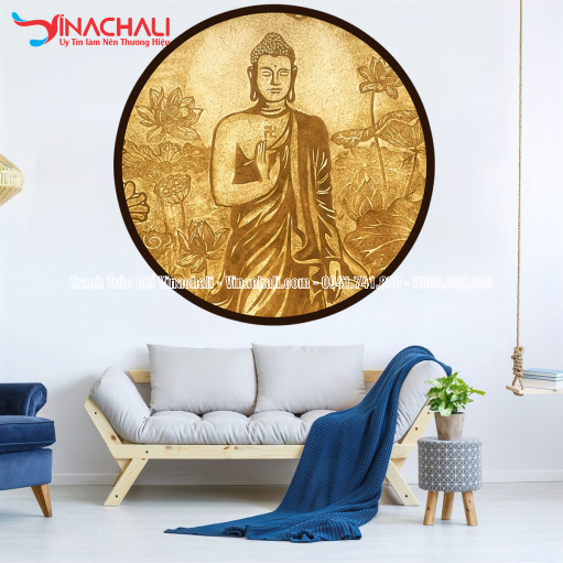 Trang Trí Phòng Thờ Đẹp Với Tranh Trúc Chỉ Tròn - TTCT 82