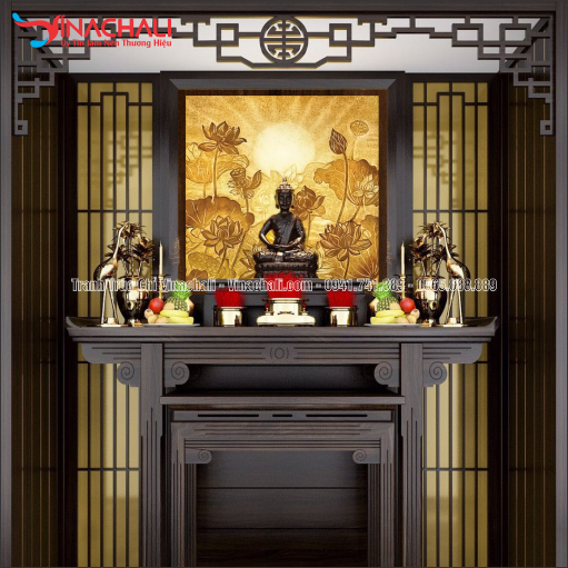 Trang trí phòng thờ đẹp với Tranh Trúc Chỉ Vuông - TTCV 26