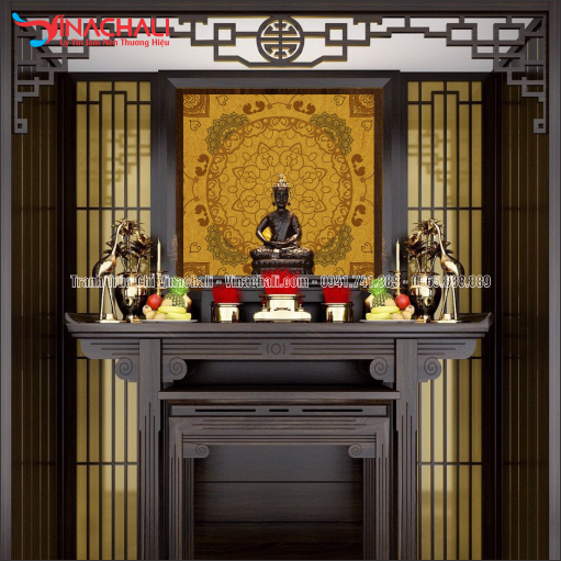 Trang trí phòng thờ đẹp với Tranh Trúc Chỉ Vuông - TTCV 29