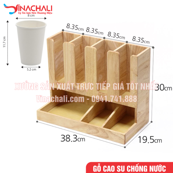 Kệ Đựng Ly Trà Sữa, Ly Nhựa Dùng 1 Lần, Đồ Pha Chế Đường, Sữa, Ống Hút 7 Ngăn 2 Tầng - KTS02 9