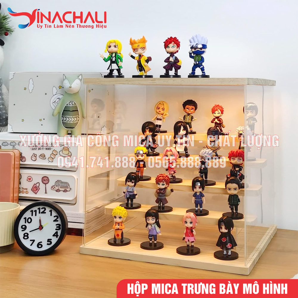 Hộp Mica Đế Gỗ Trưng Bày Mô Hình 5 Tầng - HTB5T01