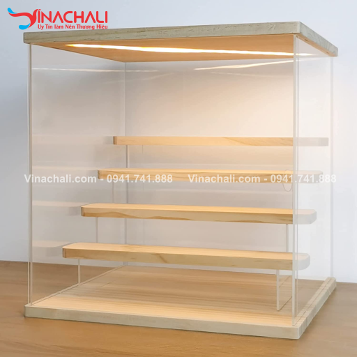 Hộp Mica Trưng Bày Đế Gỗ Nhiều Tầng 1