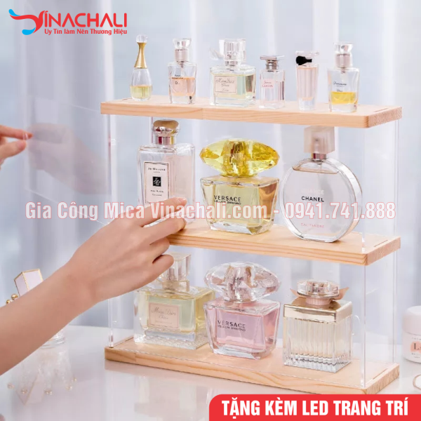 Hộp mica trong suốt đựng mô hình đế gỗ nhiều tầng 6