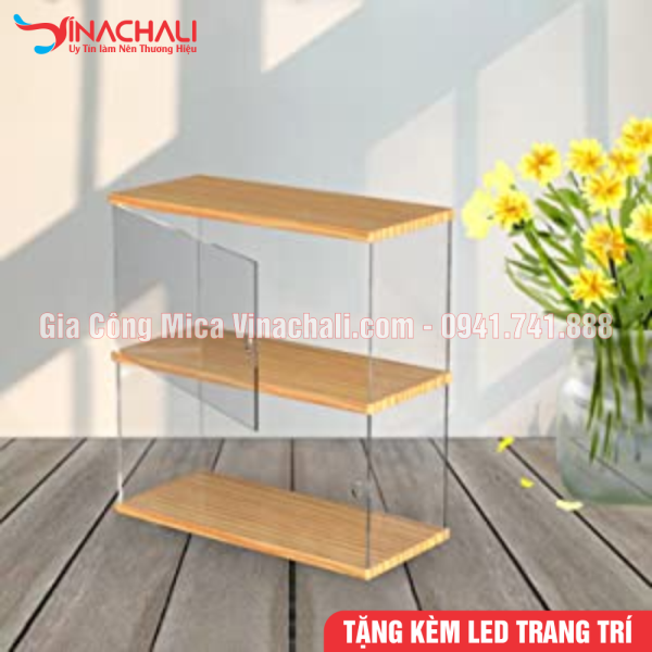 Hộp mica trong suốt đựng mô hình đế gỗ nhiều tầng 7