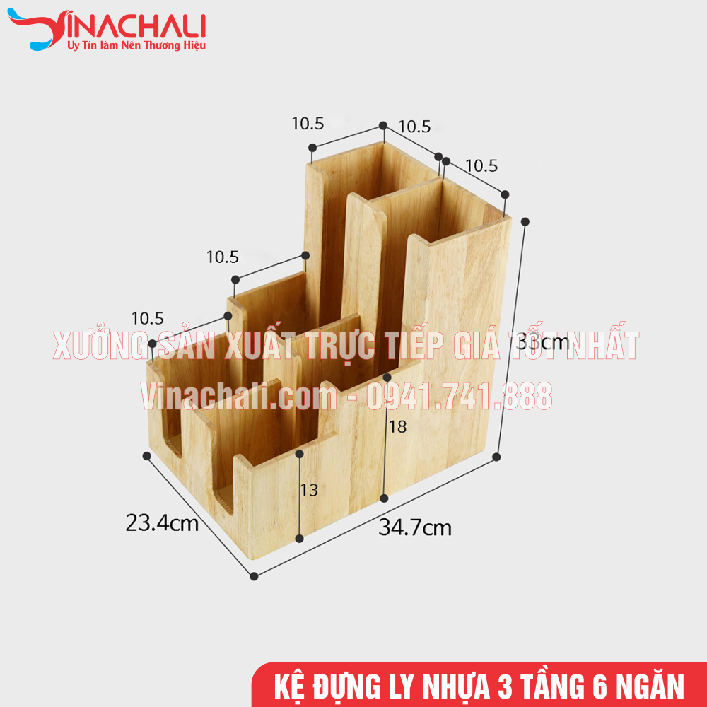 Kích thước của Kệ Đựng Ly Trà Sữa 3 Tầng 6 Ngăn