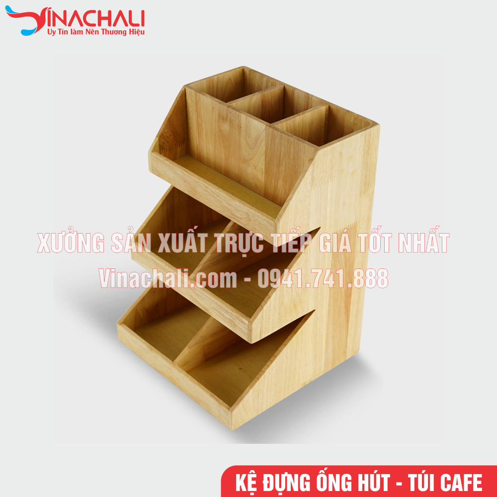 ke-dung-ong-hut-tui-cafe-1-4 Kệ Để Đồ Pha Chế, Túi Trà, Gói Cafe, Đường, Sữa, Ống Hút 3 Tầng 6 Ngăn - KTS24 4