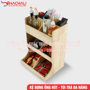 Kệ Để Đồ Pha Chế, Ống Hút 3 Tầng Nhiều Ngăn - KTS30 44