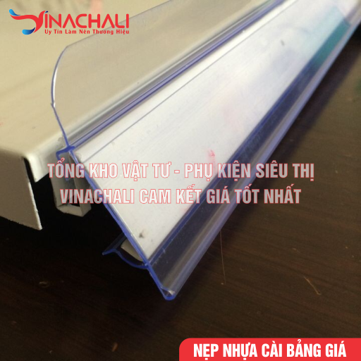 Nẹp nhựa cài bảng giá kệ siêu thị có hèm chắn hình bán nguyệt