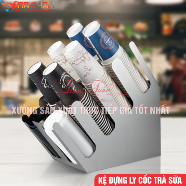 Kệ Đựng Ly Trà Sữa Nghiêng 8 Ngăn 2