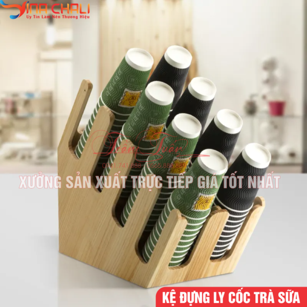 Kệ Đựng Ly Trà Sữa Nghiêng 8 Ngăn 3