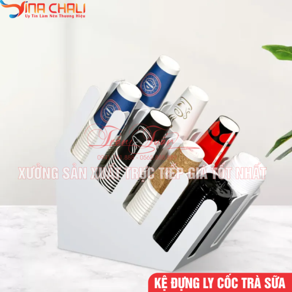 Kệ Đựng Ly Trà Sữa Nghiêng 8 Ngăn 4