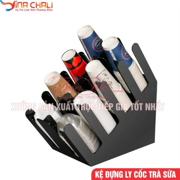 Kệ Đựng Ly Trà Sữa Nghiêng 8 Ngăn 5