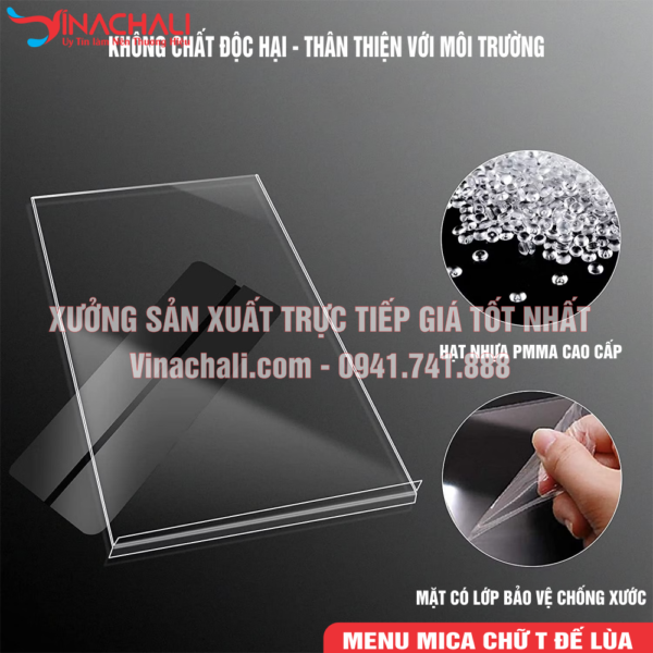 Menu Mica Để Bàn 2 Mặt Hiển Thị Nhiều Kích Thước 2