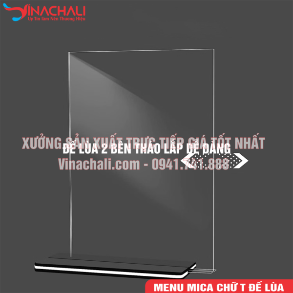 Menu Mica Để Bàn 2 Mặt Hiển Thị Nhiều Kích Thước 4