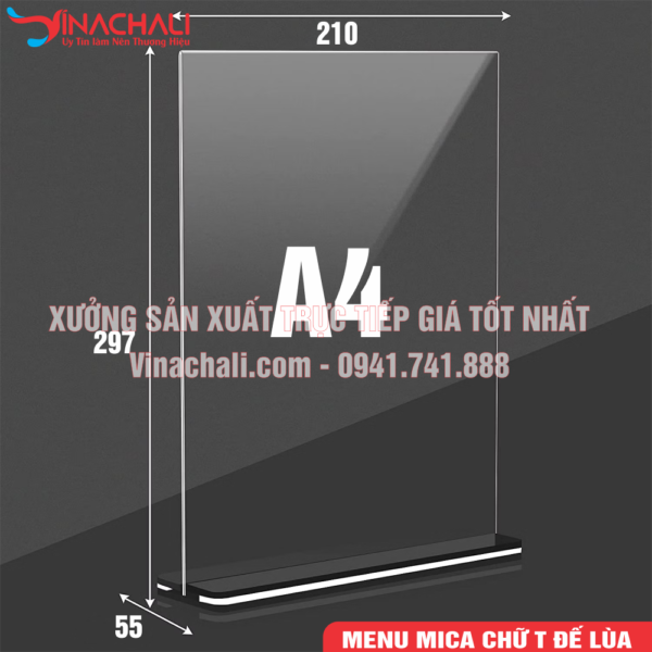Menu Mica Để Bàn 2 Mặt Hiển Thị Nhiều Kích Thước 5