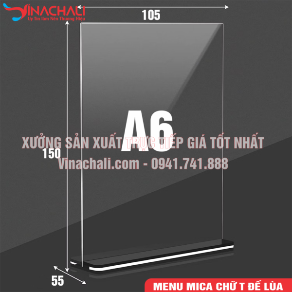 Menu Mica Để Bàn 2 Mặt Hiển Thị Nhiều Kích Thước 7