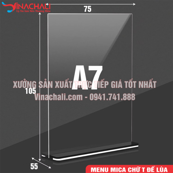 Menu Mica Để Bàn 2 Mặt Hiển Thị Nhiều Kích Thước 8