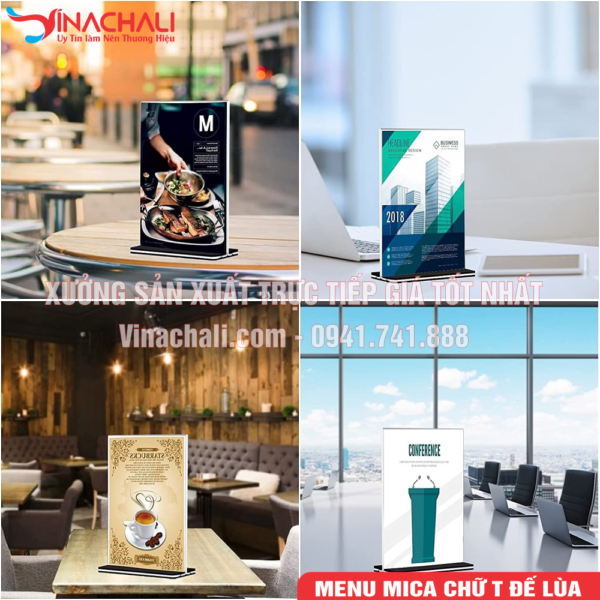 Menu Mica Để Bàn 2 Mặt Hiển Thị Nhiều Kích Thước 9