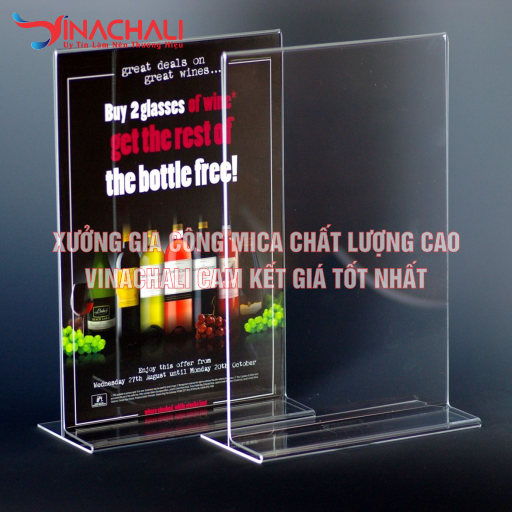 Bảng menu mica để bàn đế uốn liền thân