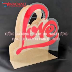 Giỏ Hoa Trái Tim Xách Tay Mica 19